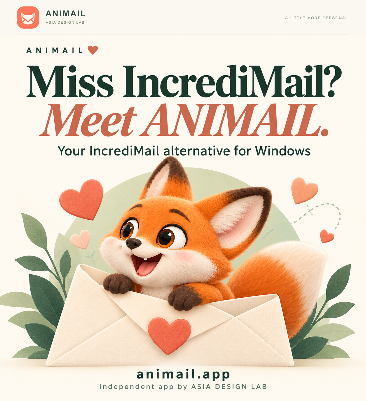 Miss IncrediMail? Meet ANIMAIL. — ANIMAIL promo card, original logo edition