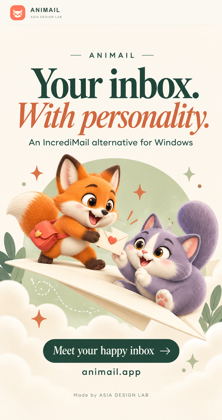 Your inbox. With personality. — ANIMAIL portrait story, original logo edition