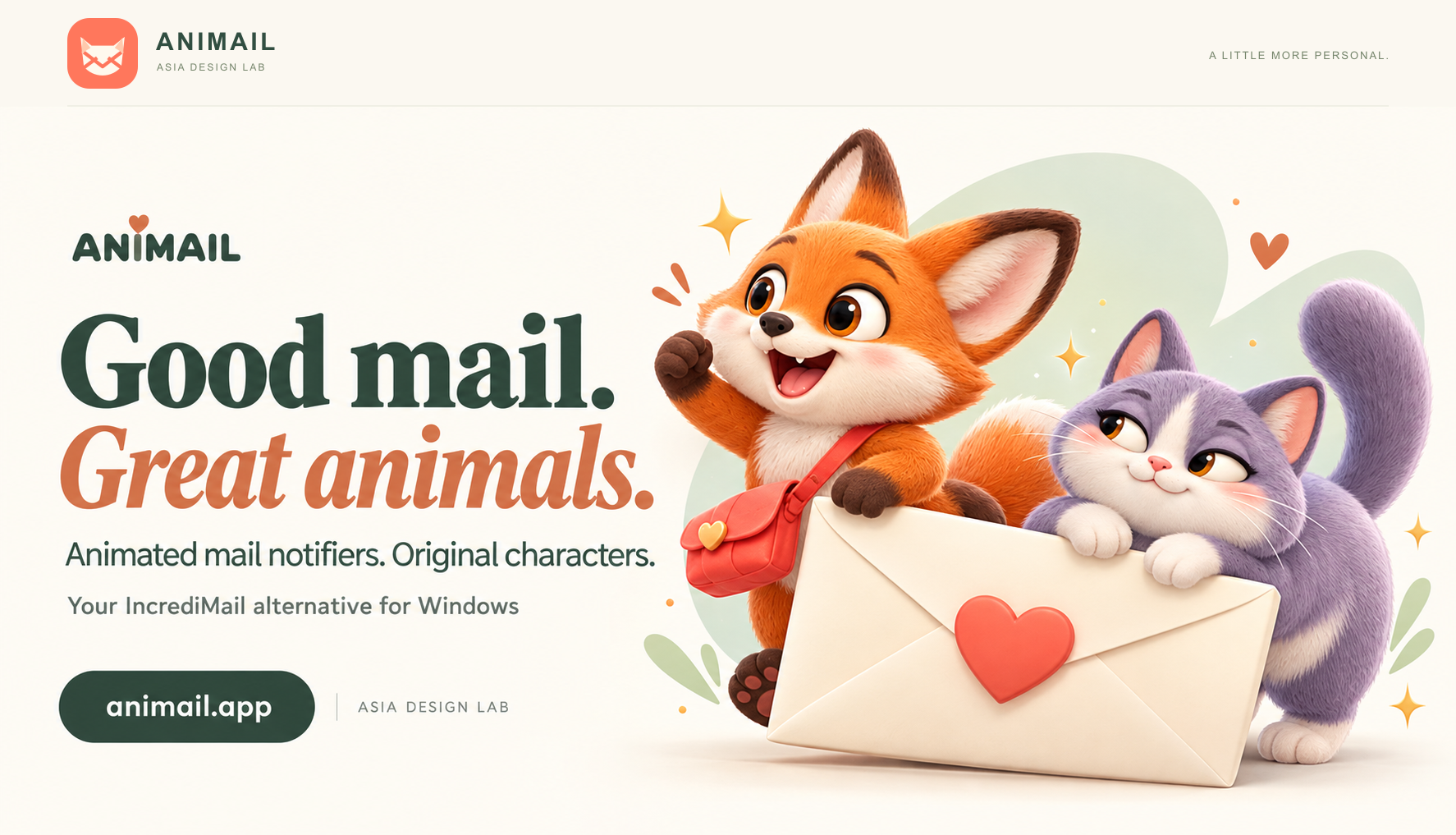 Good mail. Great animals. — ANIMAIL banner, original logo edition
