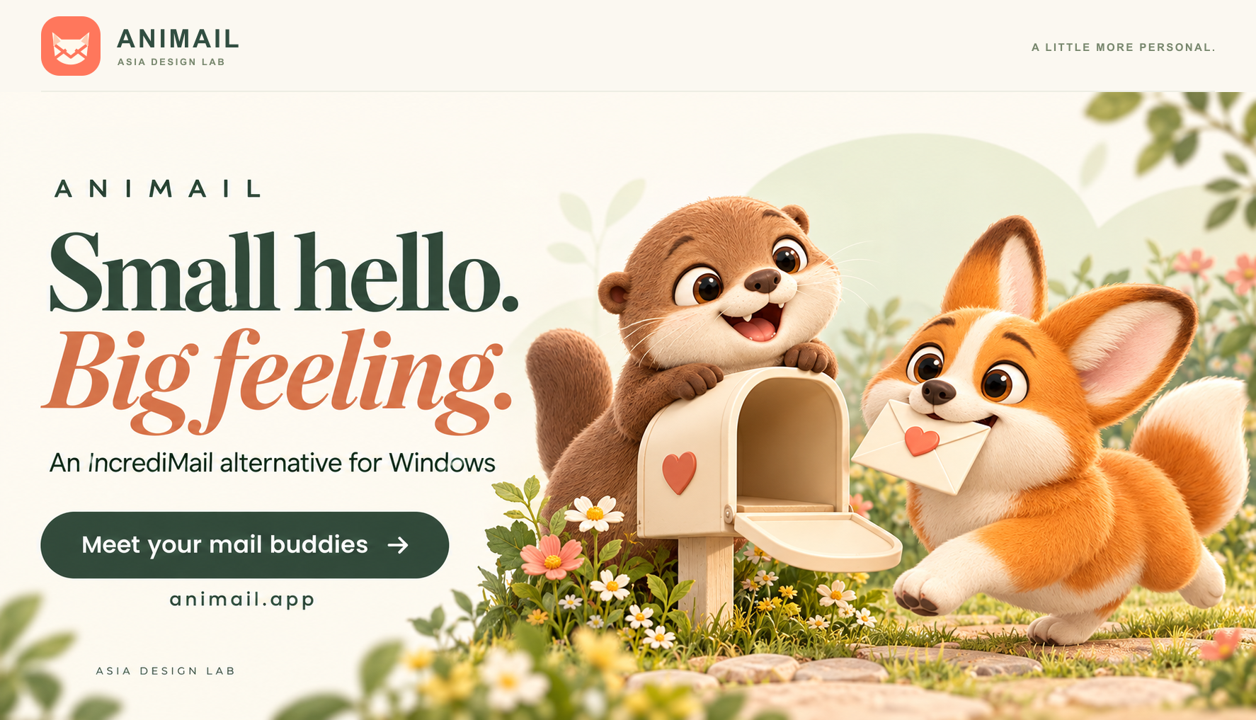 Small hello. Big feeling. — ANIMAIL banner, original logo edition