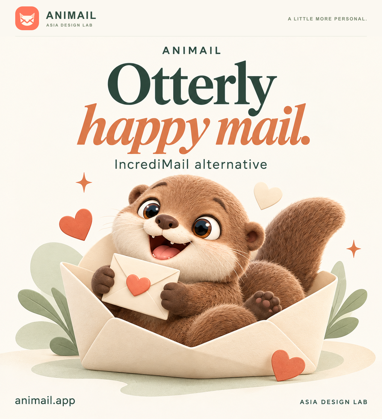 Otterly happy mail. — ANIMAIL promo card, original logo edition