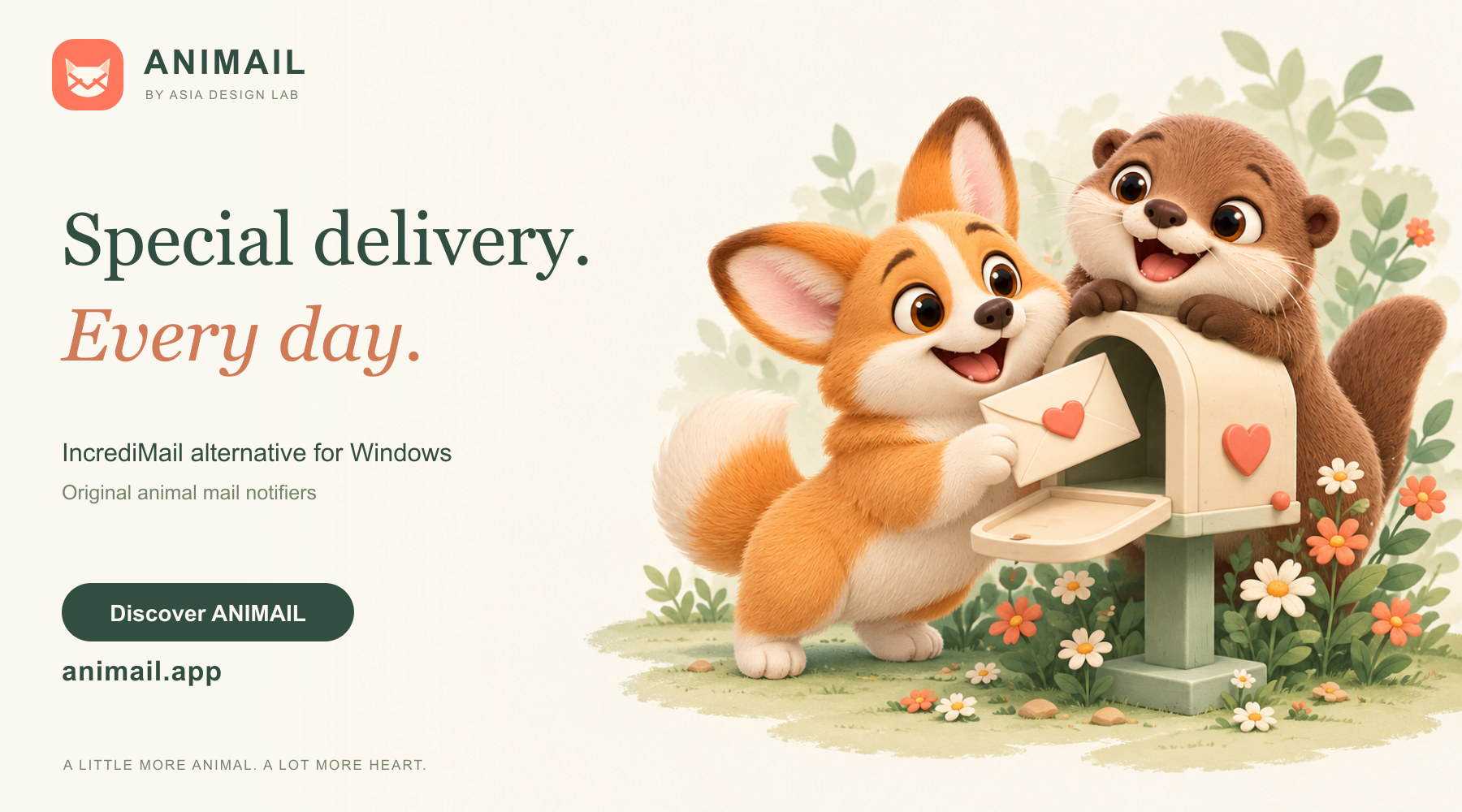 Special delivery. Every day. — ANIMAIL banner, original logo edition