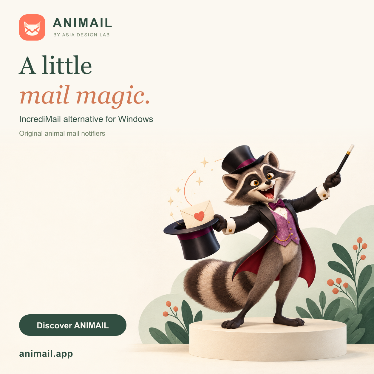 A little mail magic. — ANIMAIL promo card, original logo edition