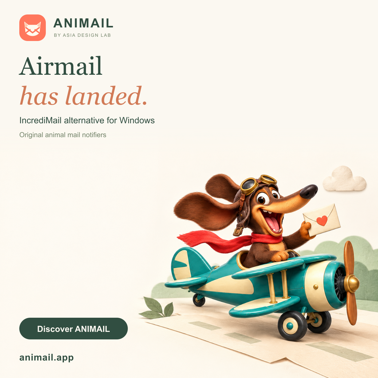 Airmail has landed. — ANIMAIL promo card, original logo edition