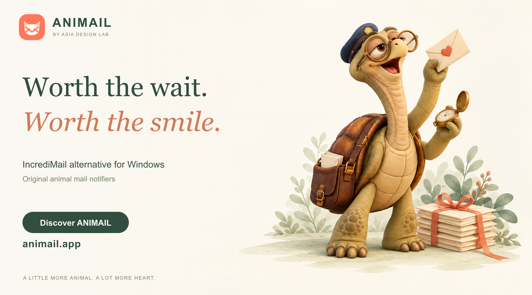 Worth the wait. Worth the smile. — ANIMAIL banner, original logo edition